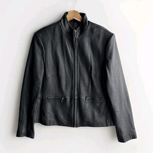 VTG Valerie Stevens Lambskin Classic Women’s Large Black Leather Jacket Full Zip